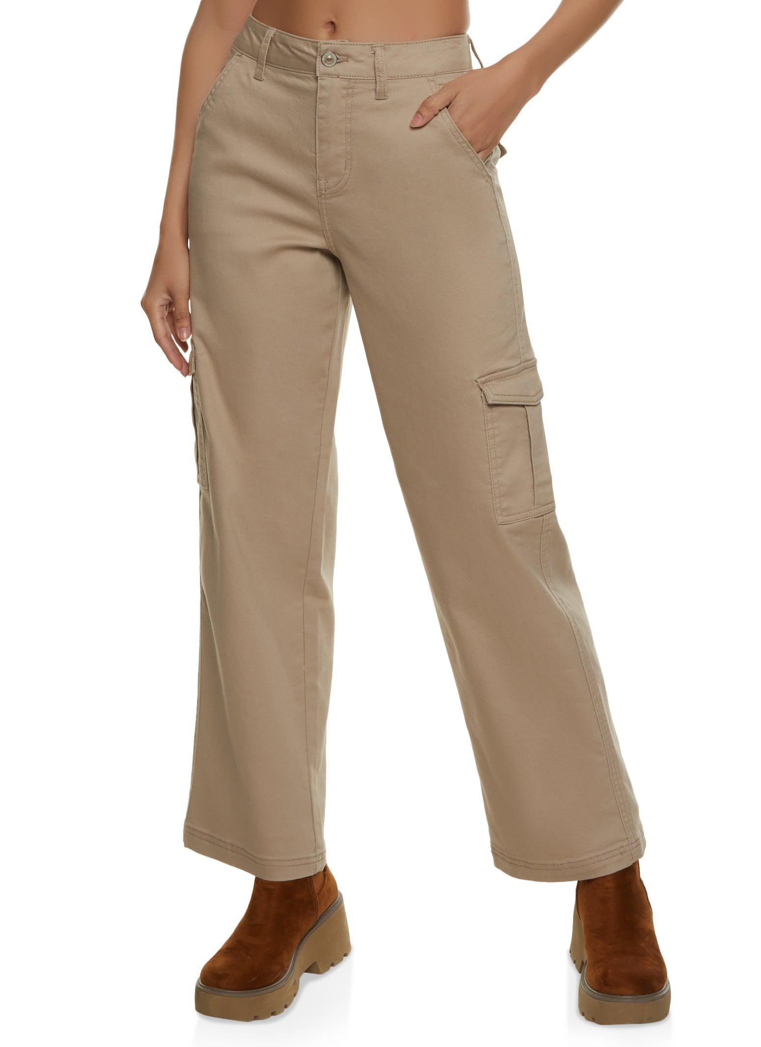 Womens Twill Wide Leg Cargo Pants Product Image