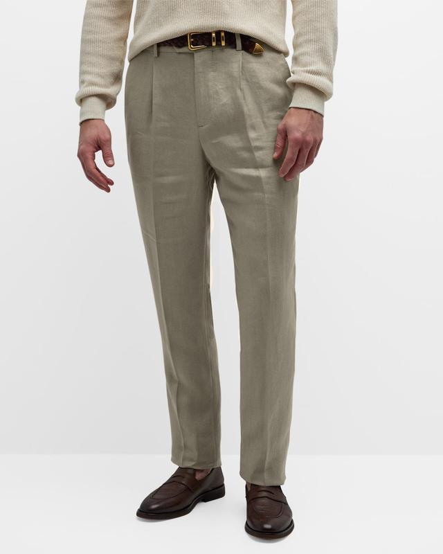 Mens Sage Chevron Linen Pants Product Image