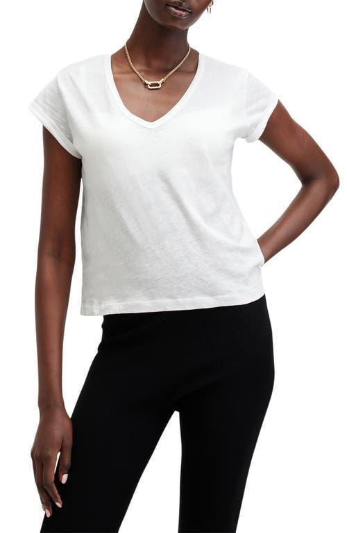 Anna V-neck Cotton T-shirt In White Product Image