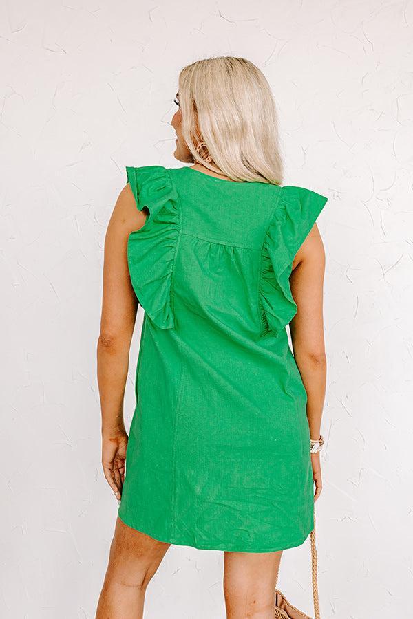 Passing Through Town Button Up Dress In Kelly Green Product Image