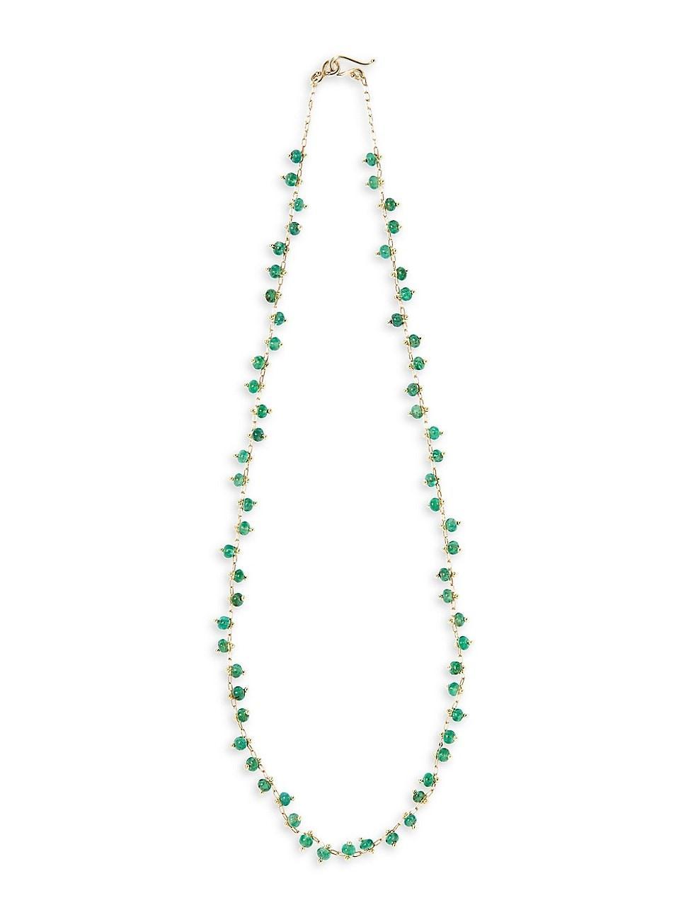 Womens 18K Yellow Gold & Emerald Spiral Beaded All Around Choker Necklace Product Image