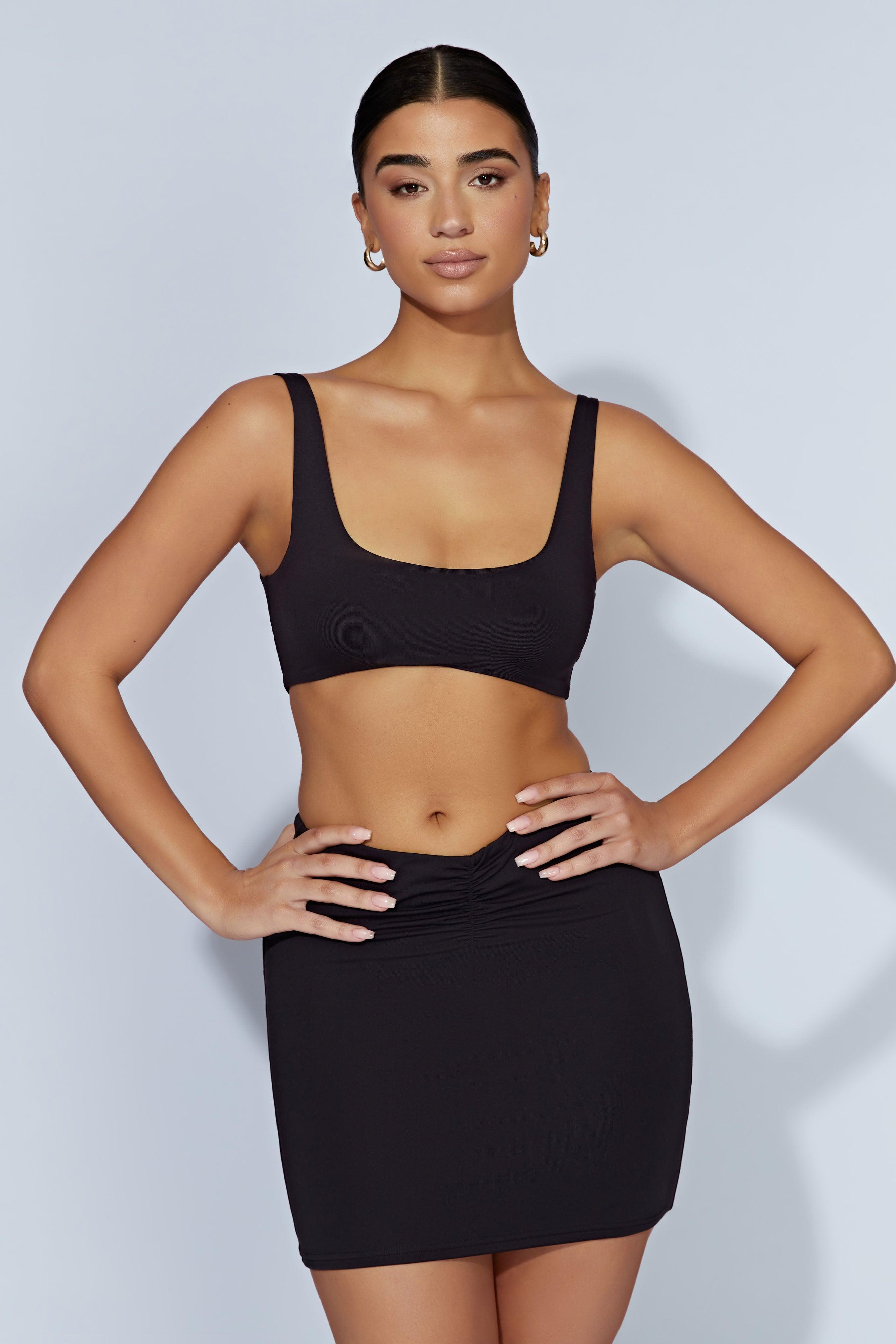 Jemma Scoop Neck Super Crop Top - Black Product Image