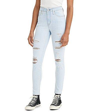 Levis 721 High Rise Distressed Skinny Jeans Product Image