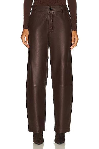 GOLDSIGN Trey Leather Trouser Brown. (also in ). Product Image