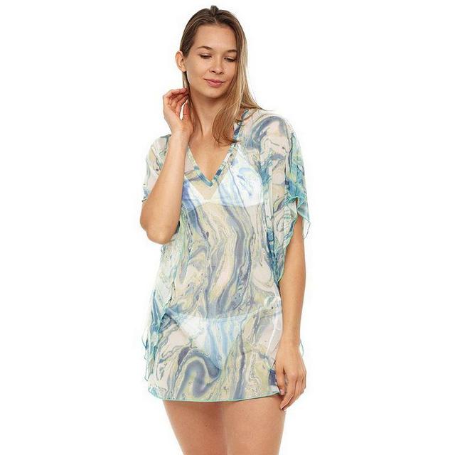 Womens Jordan Taylor Printed Mesh Kaftan Swim Cover-Up Blue Product Image