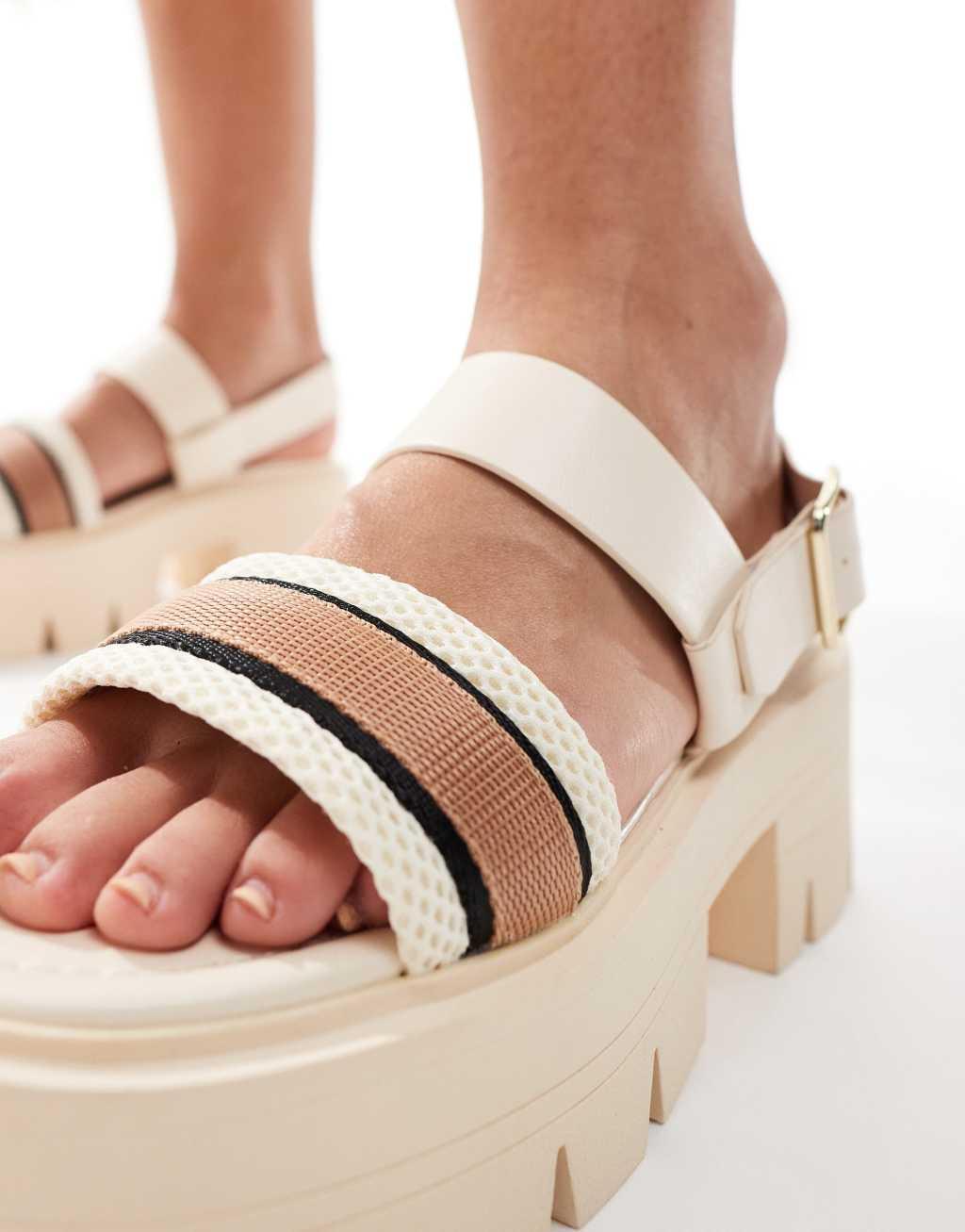 ASOS DESIGN Follower chunky flat sandals in off-white Product Image