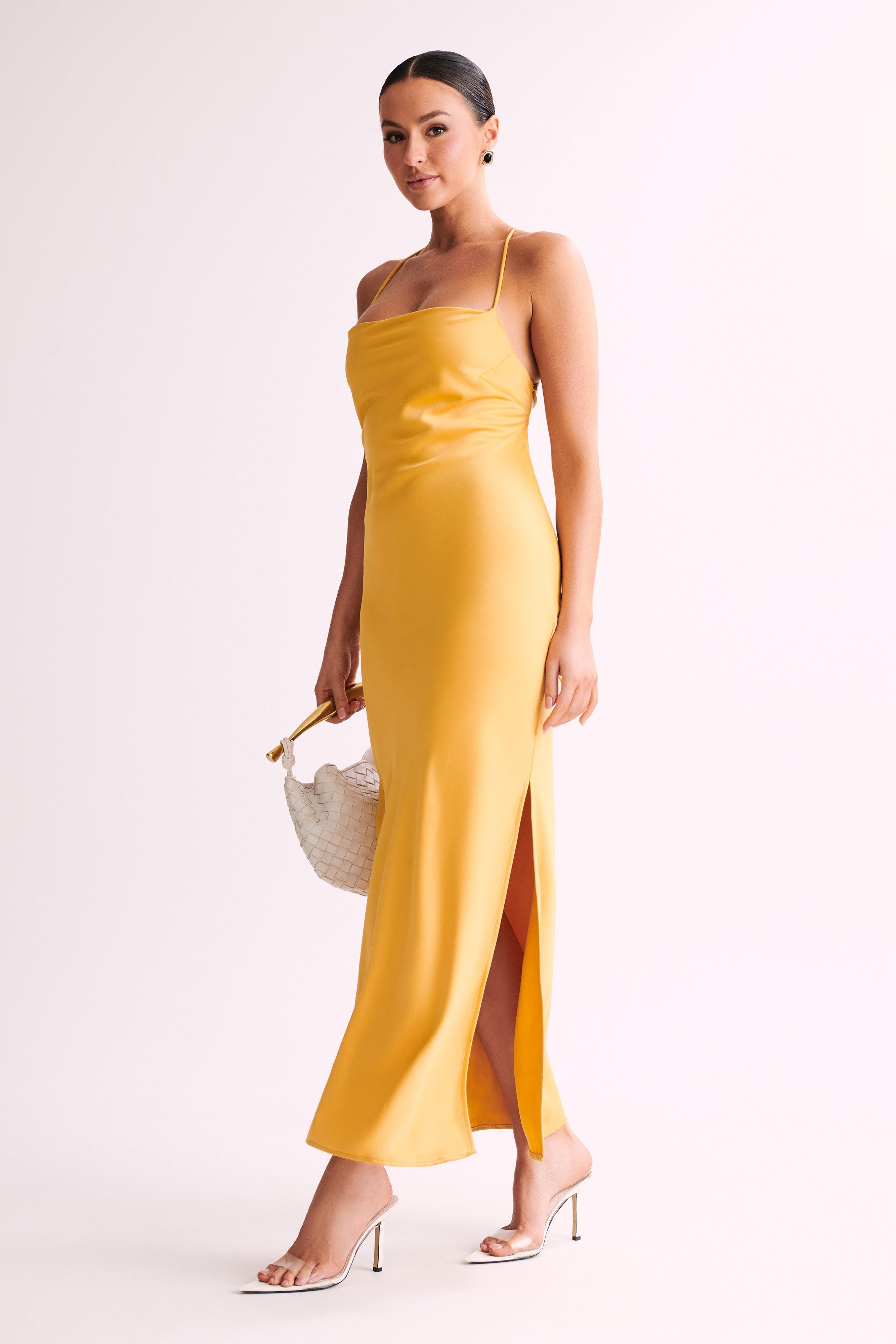 Sydney Straight Neck Slip Maxi Dress - Yellow Product Image