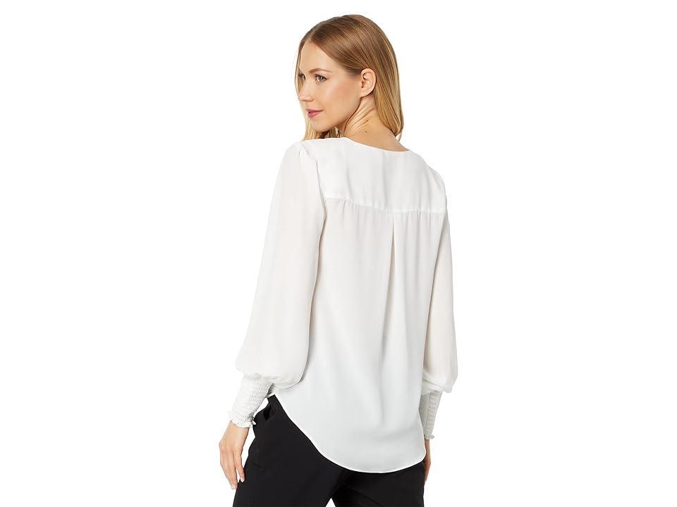 Vince Camuto V-Neck Overlap Long Sleeve Blouse (New Ivory) Women's Clothing Product Image