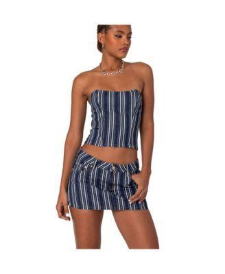 Women's Inez Striped Denim Corset Top Product Image