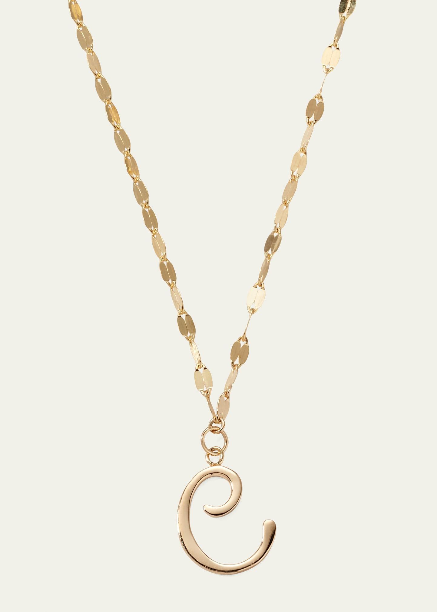 Womens 14K Yellow Gold Cursive Initial Pendant Necklace Product Image