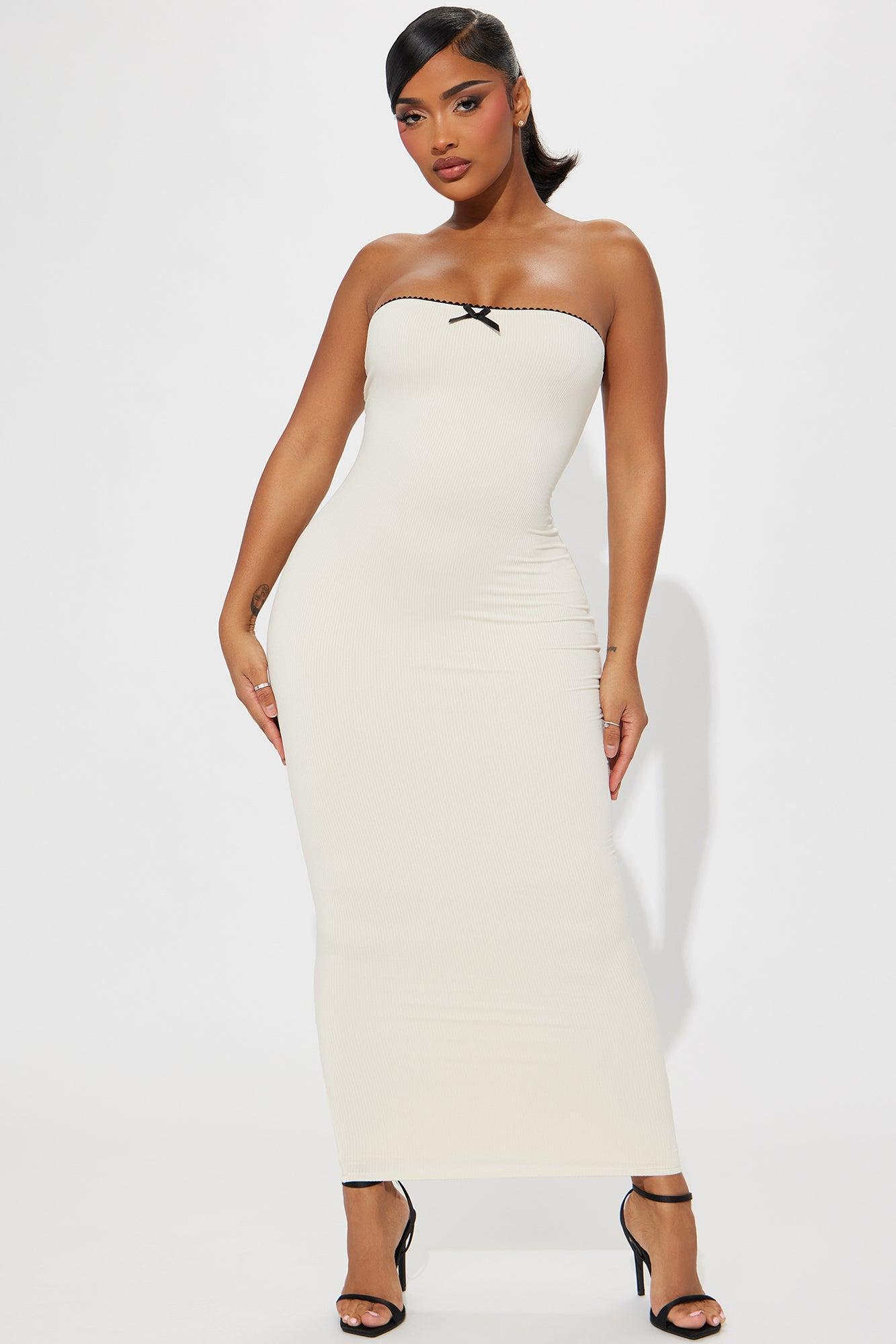 Clara Ribbed Maxi Dress - Cream Product Image