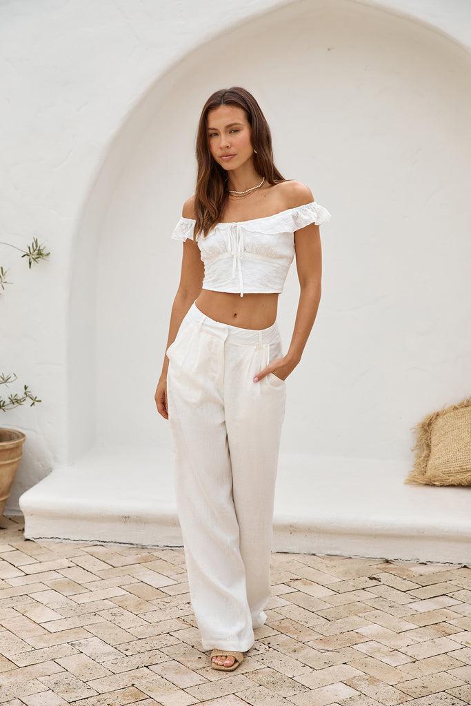 Whispering Willows Crop Top White Product Image