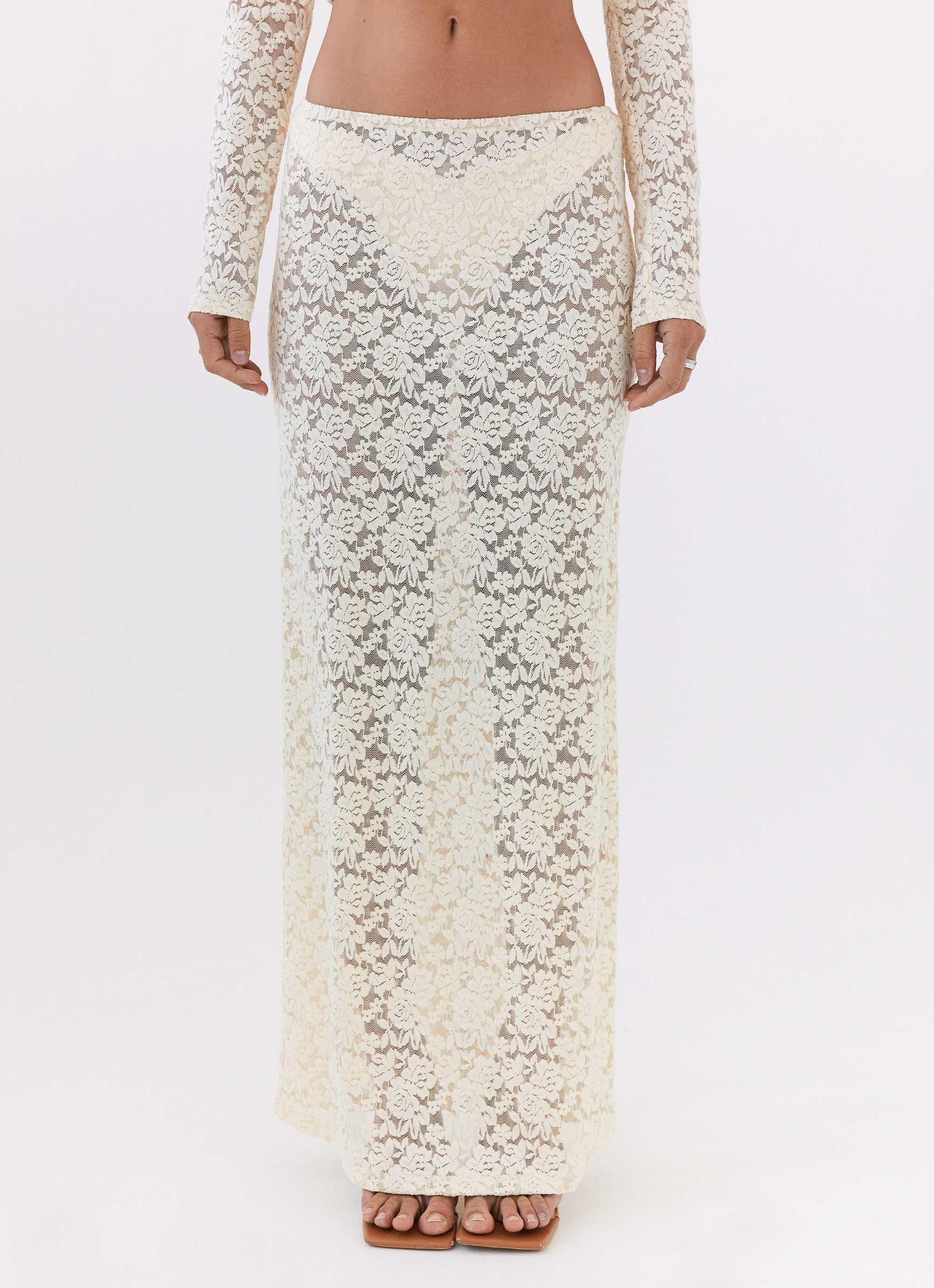 Zephyra Lace Maxi Skirt - Natural Product Image