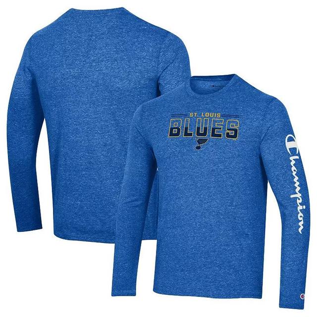 Mens Champion Heather Royal St. Louis Blues Tri-Blend Long Sleeve T-Shirt Product Image