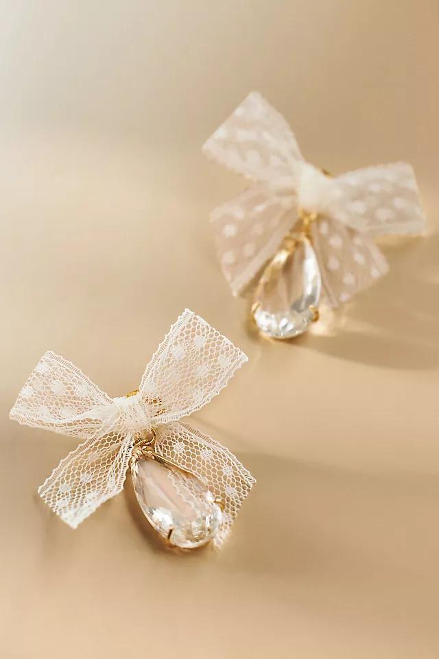 Petite Moments Bow and Crystal Drop Earrings Product Image