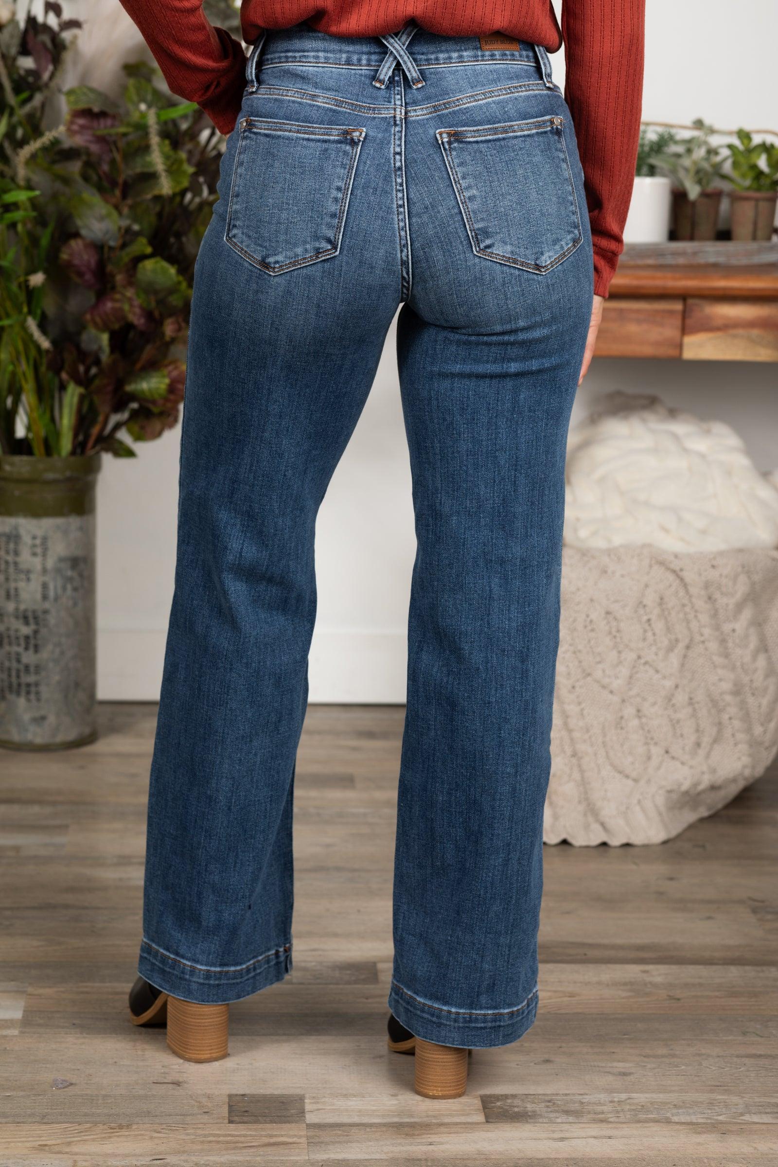 Judy Blue Double Button Wide Leg Jeans Product Image