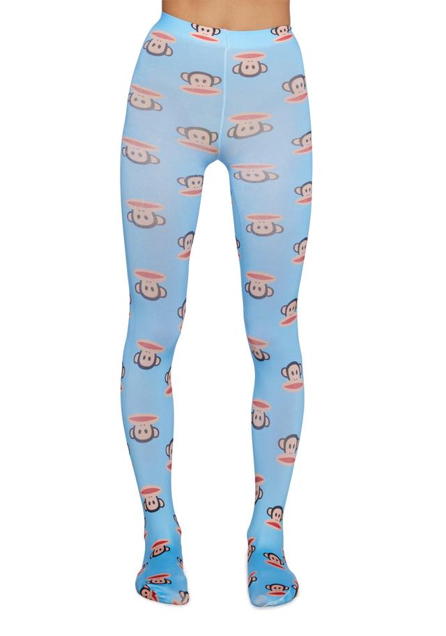 Dolls Kill x Paul Frank Julius Face All-Over Printed Opaque Tights - Blue Product Image