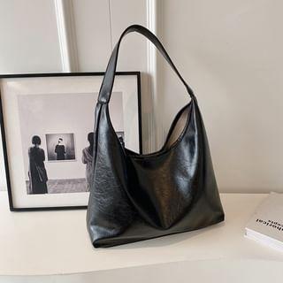 Plain Faux Leather Tote Bag Product Image