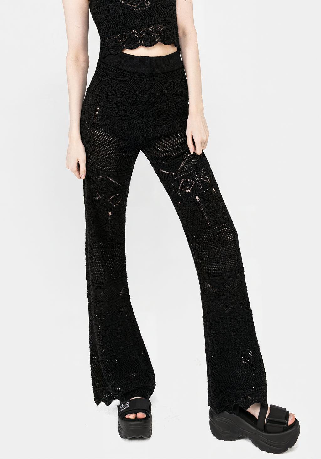 Hooked Pointelle Flare Trousers Product Image