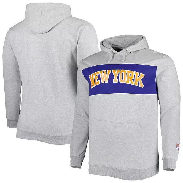 Mens Fanatics Branded Heather Gray New York Knicks Big & Tall Wordmark Pullover Hoodie Product Image