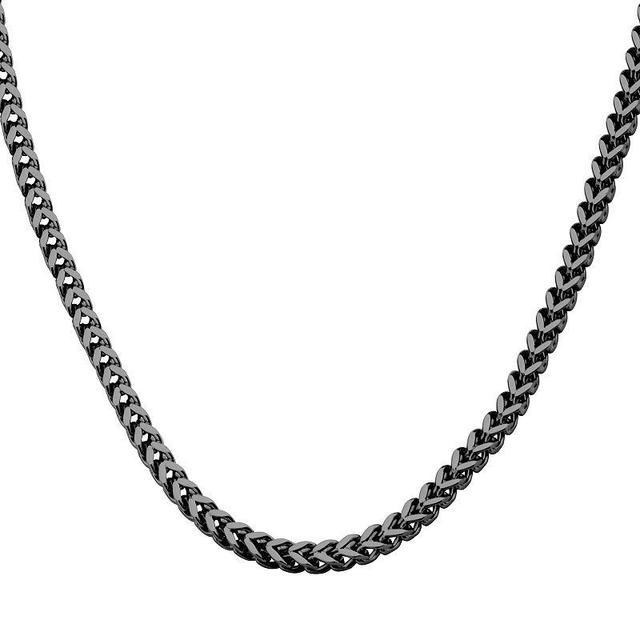 Mens Black Stainless Steel Franco Chain Necklace Two Tone Product Image