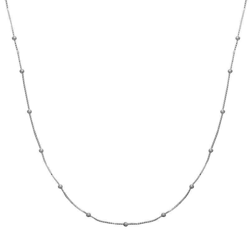 PRIMROSE Sterling Silver Beaded Box Chain Necklace, Womens Grey Product Image