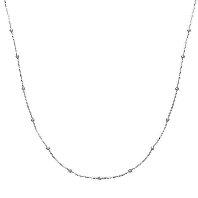 PRIMROSE Sterling Silver Beaded Box Chain Necklace, Womens Grey Product Image