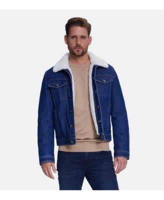 Men's Denim Shearling Jacket Product Image