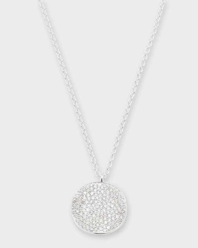 Medium Flower Pendant Necklace in Sterling Silver with Diamonds Product Image