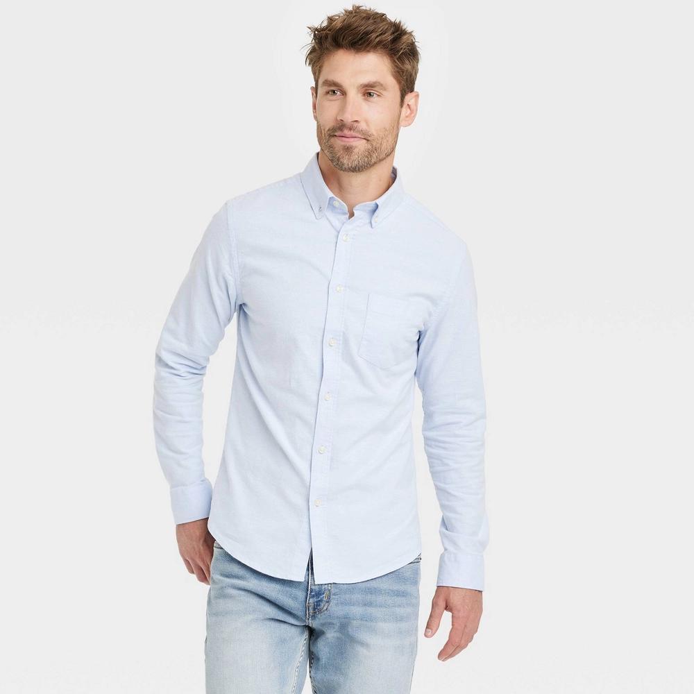 Mens Every Wear Slim Fit Long Sleeve Oxford Button-Down Shirt - Goodfellow & Co Light Blue XXL Product Image