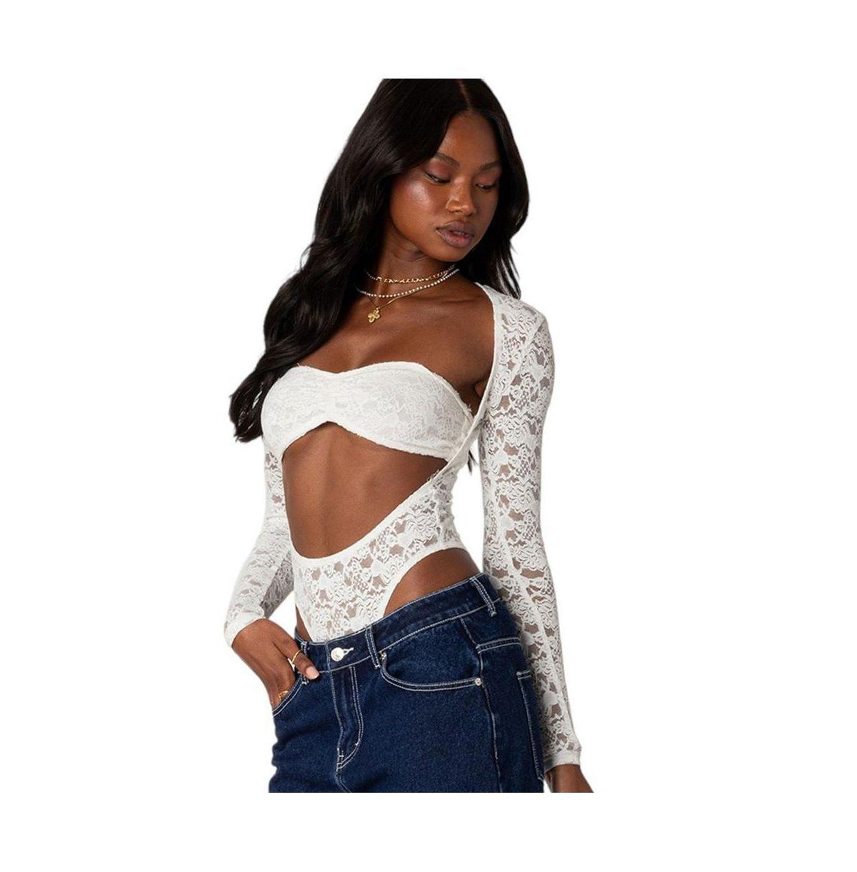 EDIKTED Zoey Lace Two-Piece Bandeau & Bodysuit Product Image