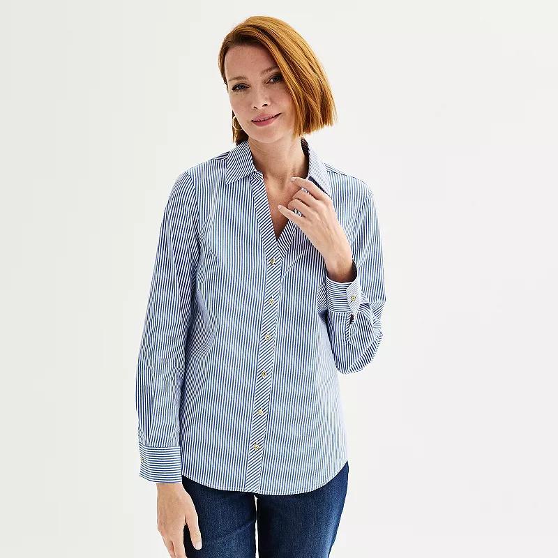 Womens Jaclyn Smith Tencel Long Sleeve Button Up Top product image