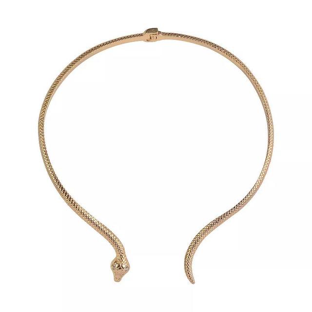 Emberly Gold Tone Textured Snake Collar Necklace, Womens, None Product Image