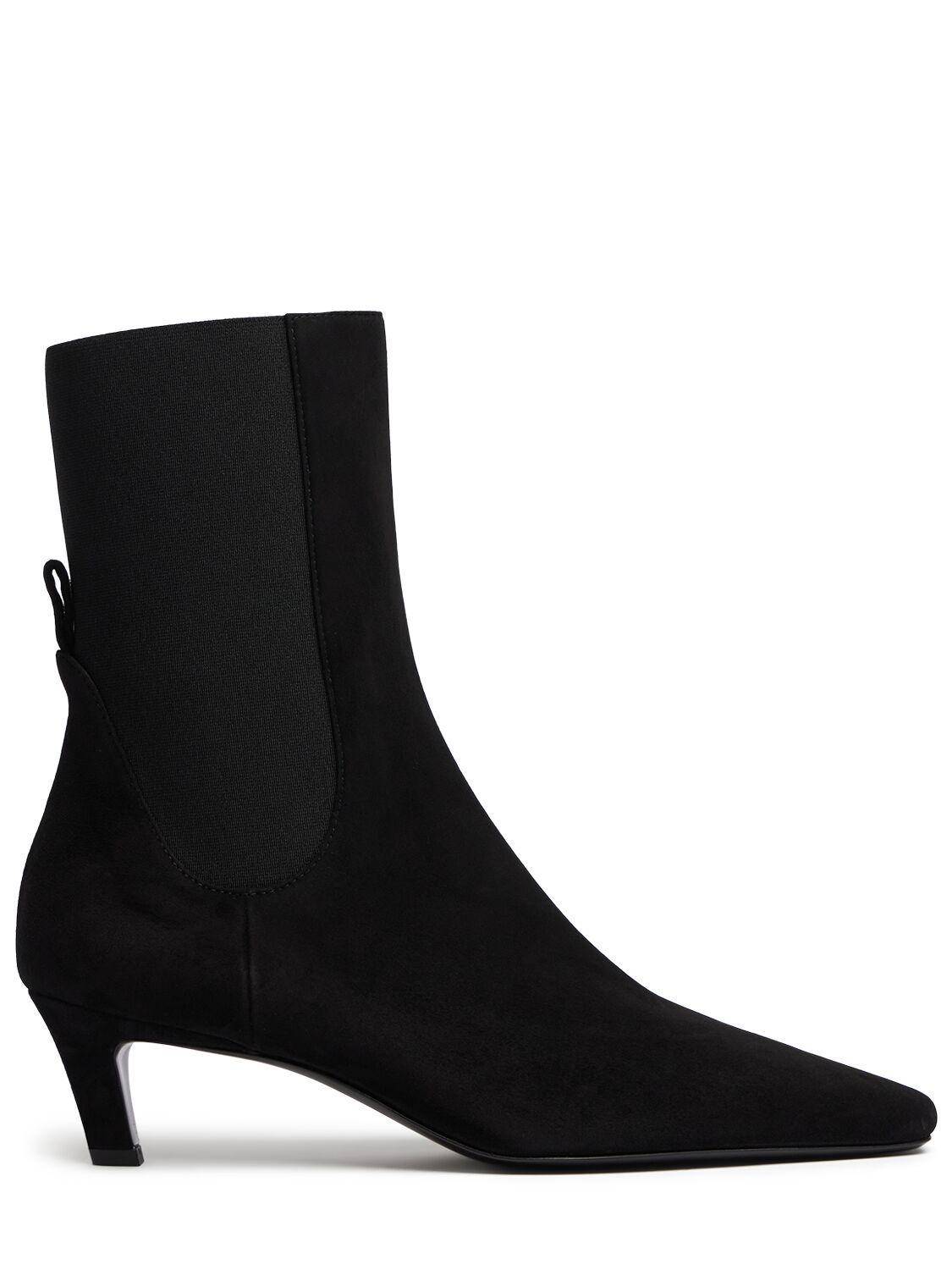 60mm The Mid Suede Ankle Boots In Black Suede Product Image