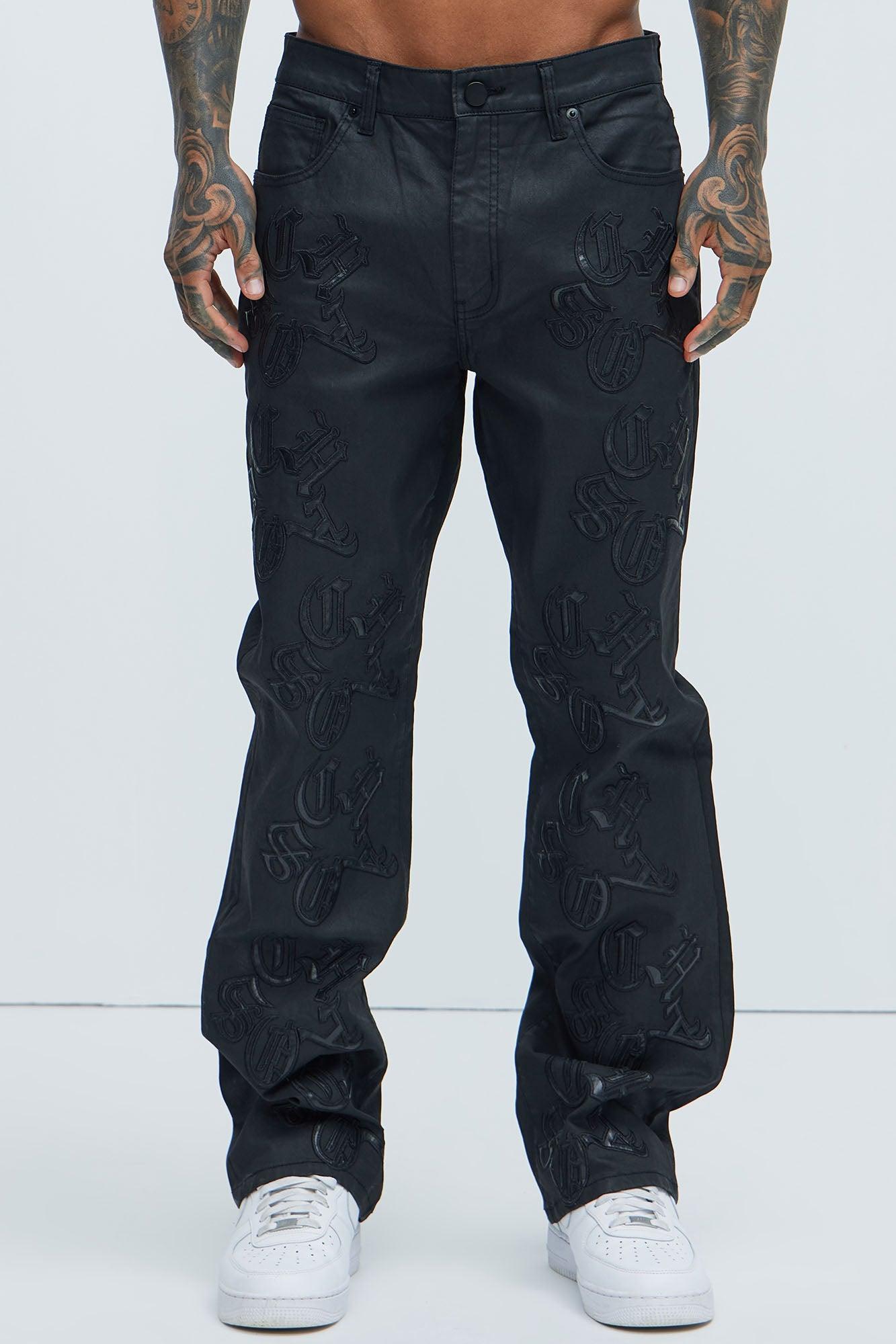 Chaos Embroidery Straight Jeans - Black Product Image