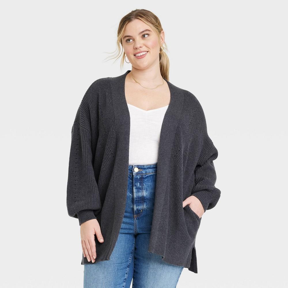 Womens Open-Front Cardigan - Universal Thread Dark Gray XXL Product Image