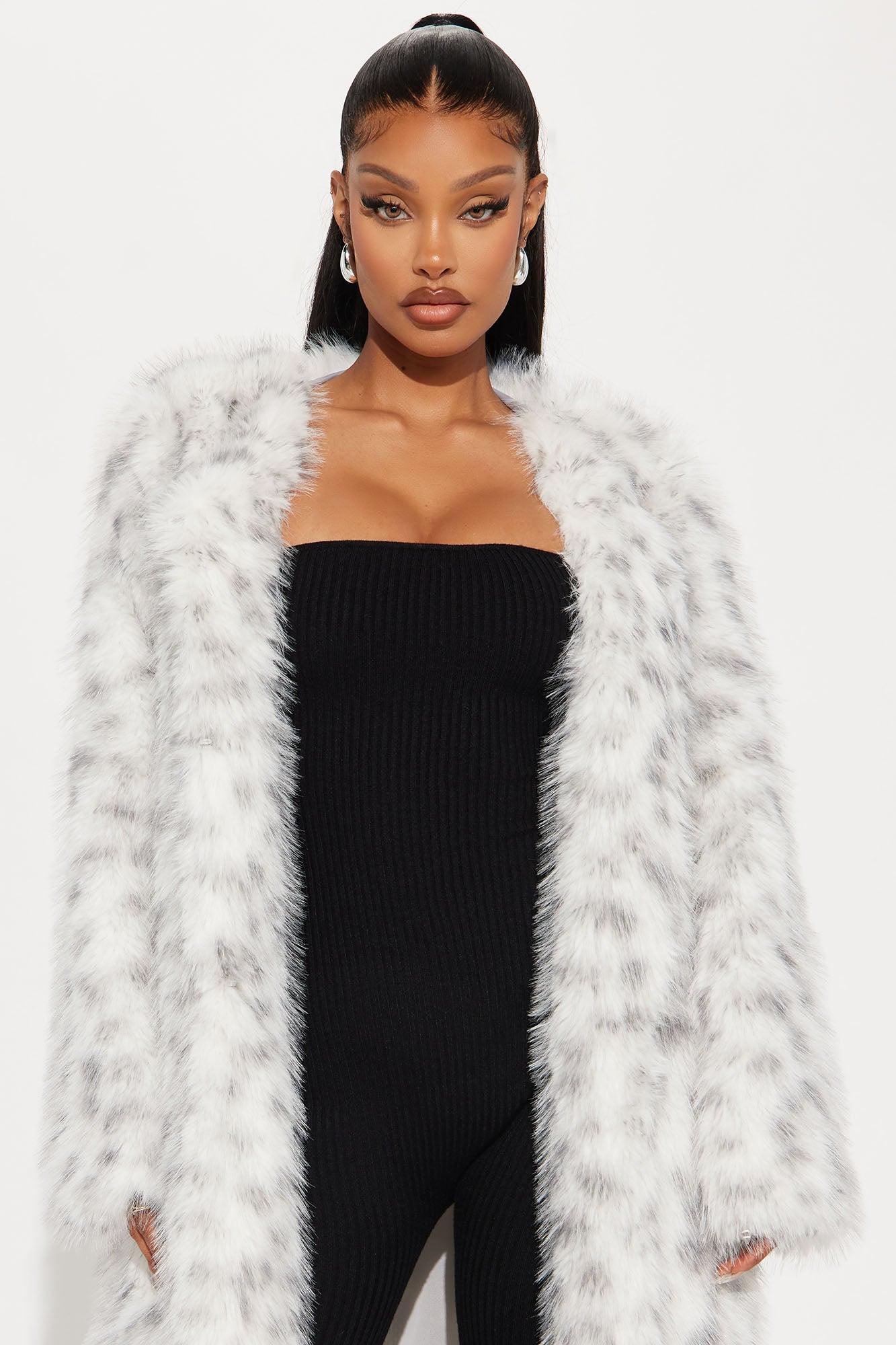 A Sight To See Faux Fur Trench - White/combo Product Image