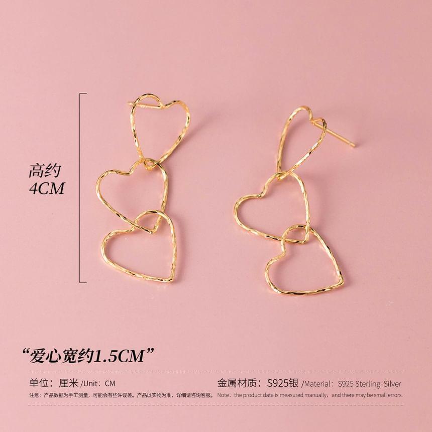 925 Sterling Silver Heart Drop Earring product image