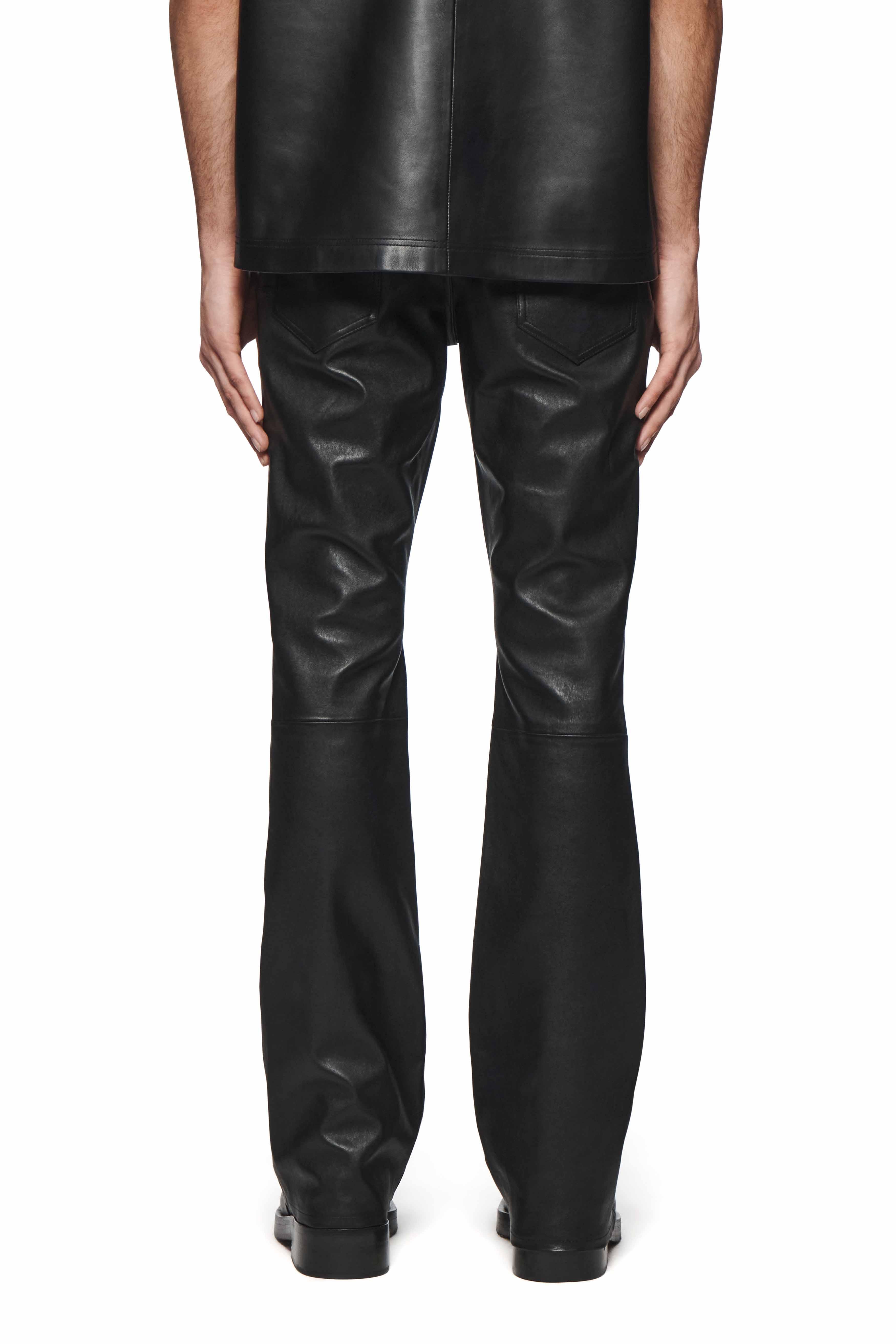 Leather Flare Pants Male Product Image