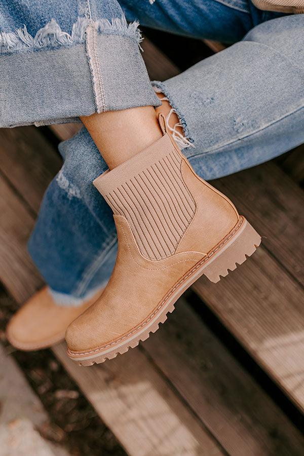 The Cabin Fever Faux Leather Bootie in Light Camel Product Image