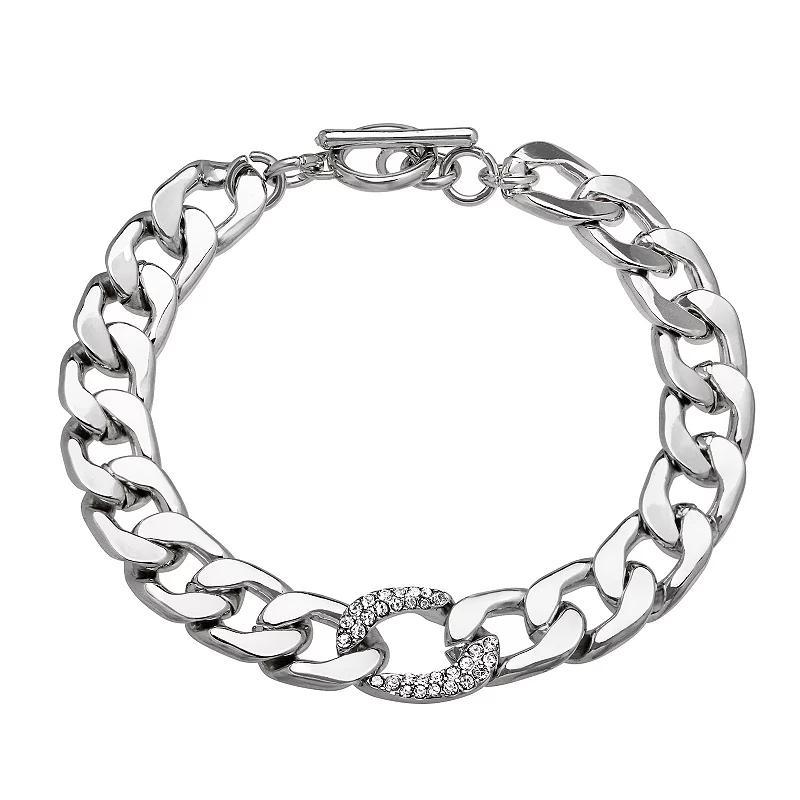 Emberly Silver Tone Thick Chain Toggle Bracelet, Womens, Clear Product Image