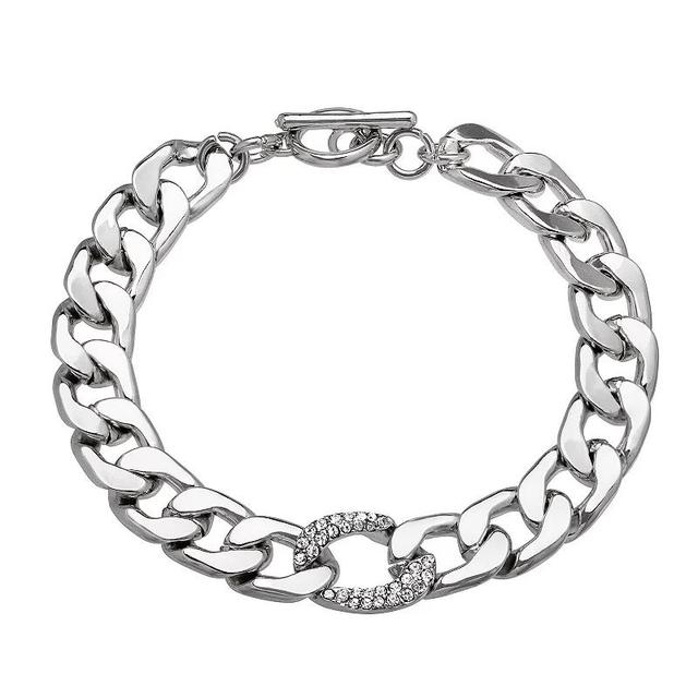 Emberly Silver Tone Thick Chain Toggle Bracelet, Womens, Clear Product Image