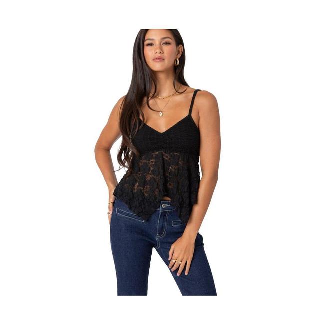 Edikted Womens Orchid sheer lace top Product Image