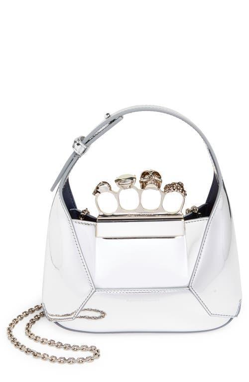 Alexander McQueen Mini Jewelled Metallic Faux Leather Hobo Product Image