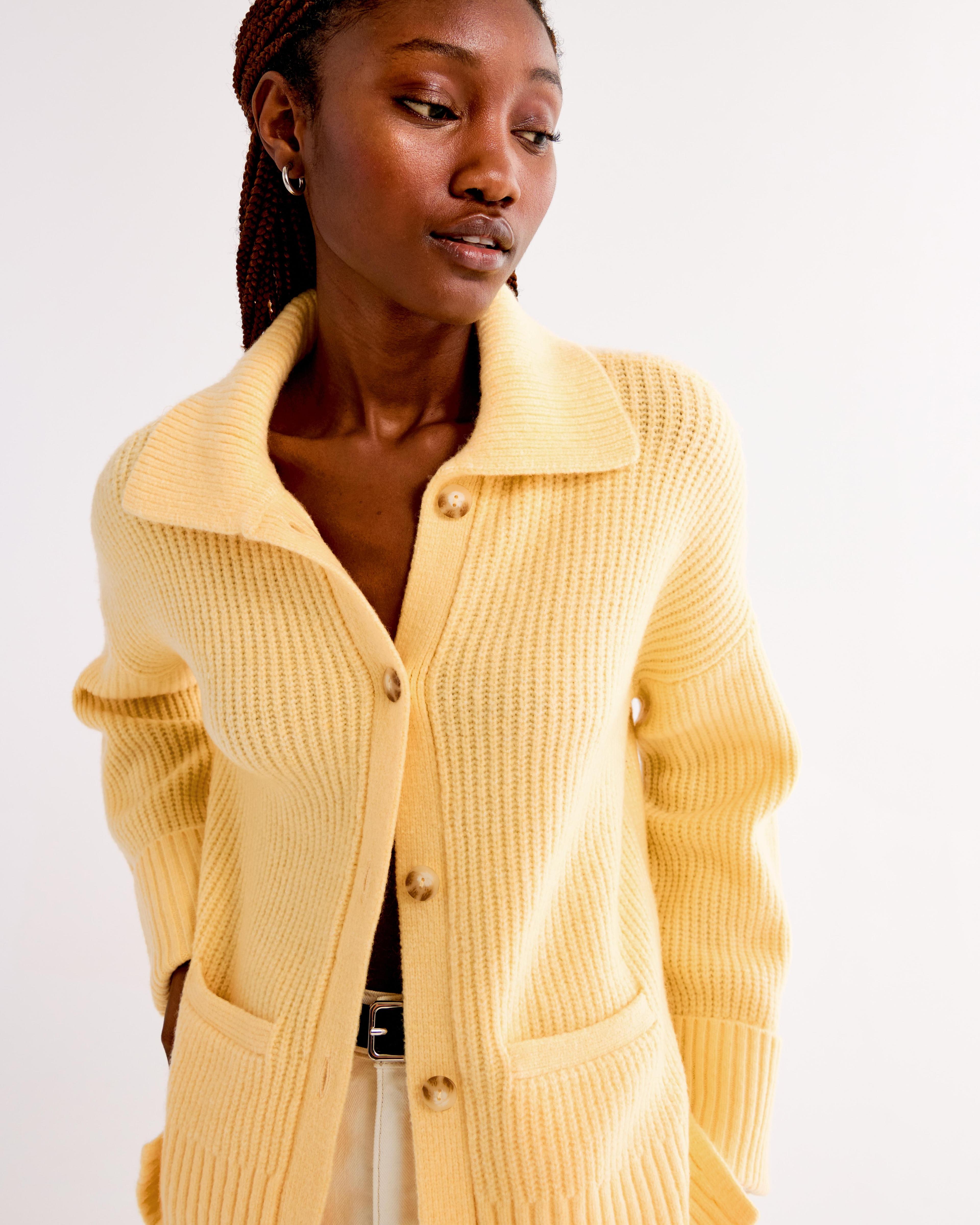 Ribbed Collared Cardigan Product Image