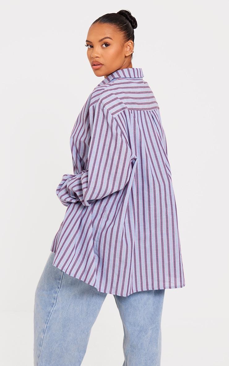 Plus Blue Striped Oversized Shirt Product Image