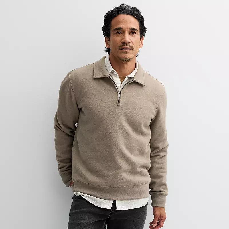 Mens Sonoma Goods For Life Quarter-Zip Sweatshirt Otter Grey Product Image