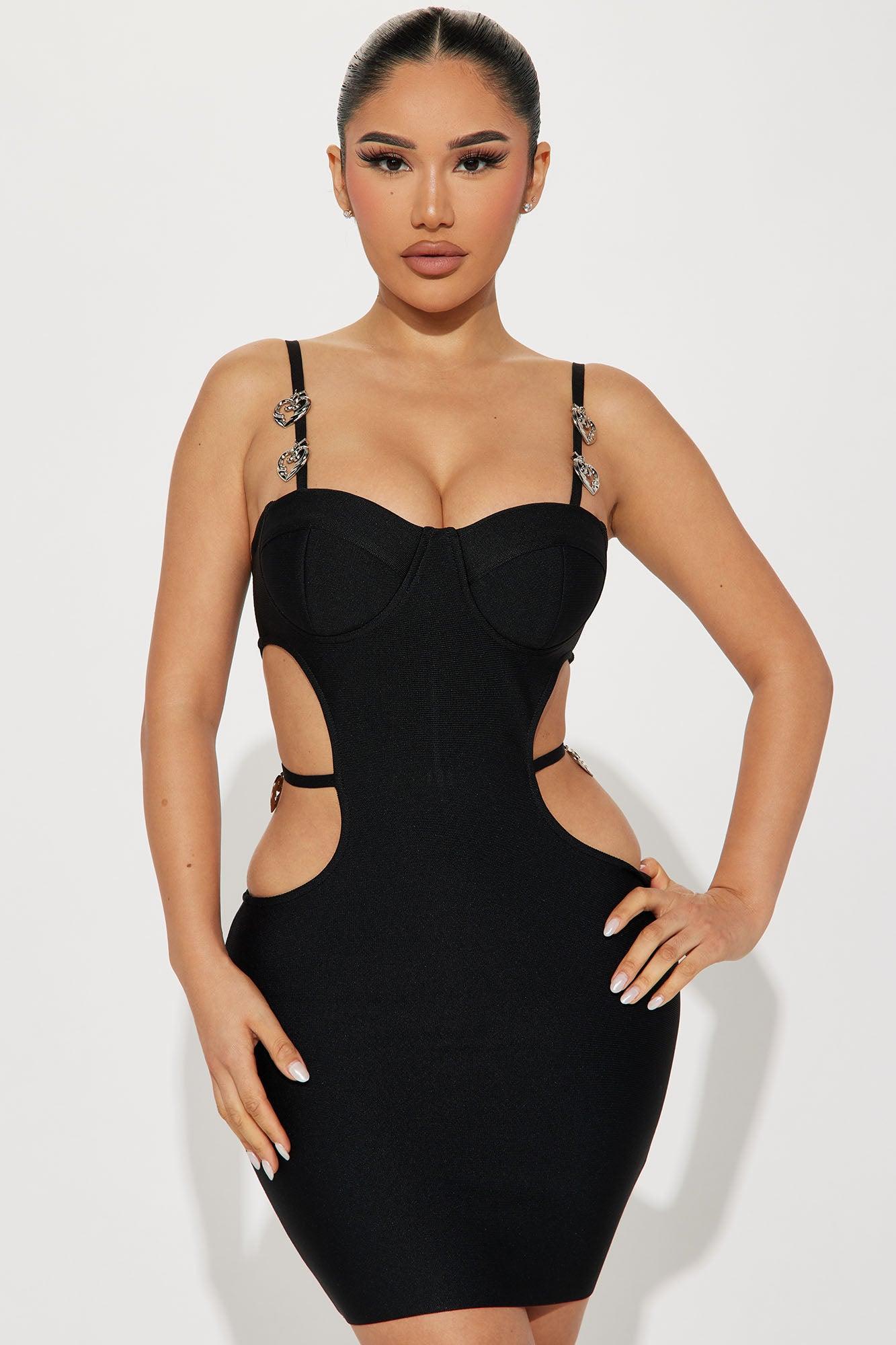 Sweetheart Bandage Mini Dress - Black Product Image