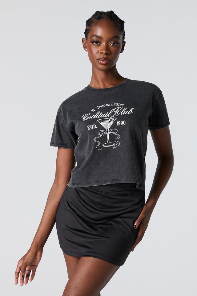 Cocktail Club Graphic Washed Cropped T-Shirt Female Product Image