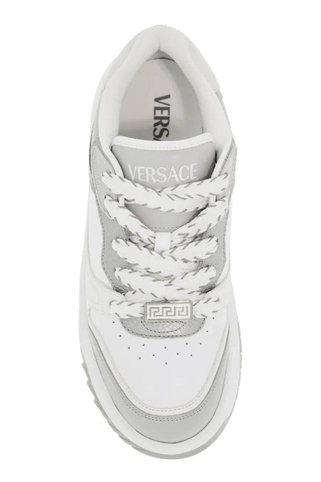 VERSACE Odissea Leather Sneakers In White Product Image